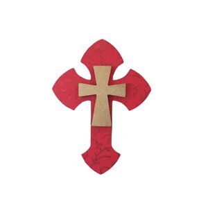 Red and Gold Christmas Wooden Cross